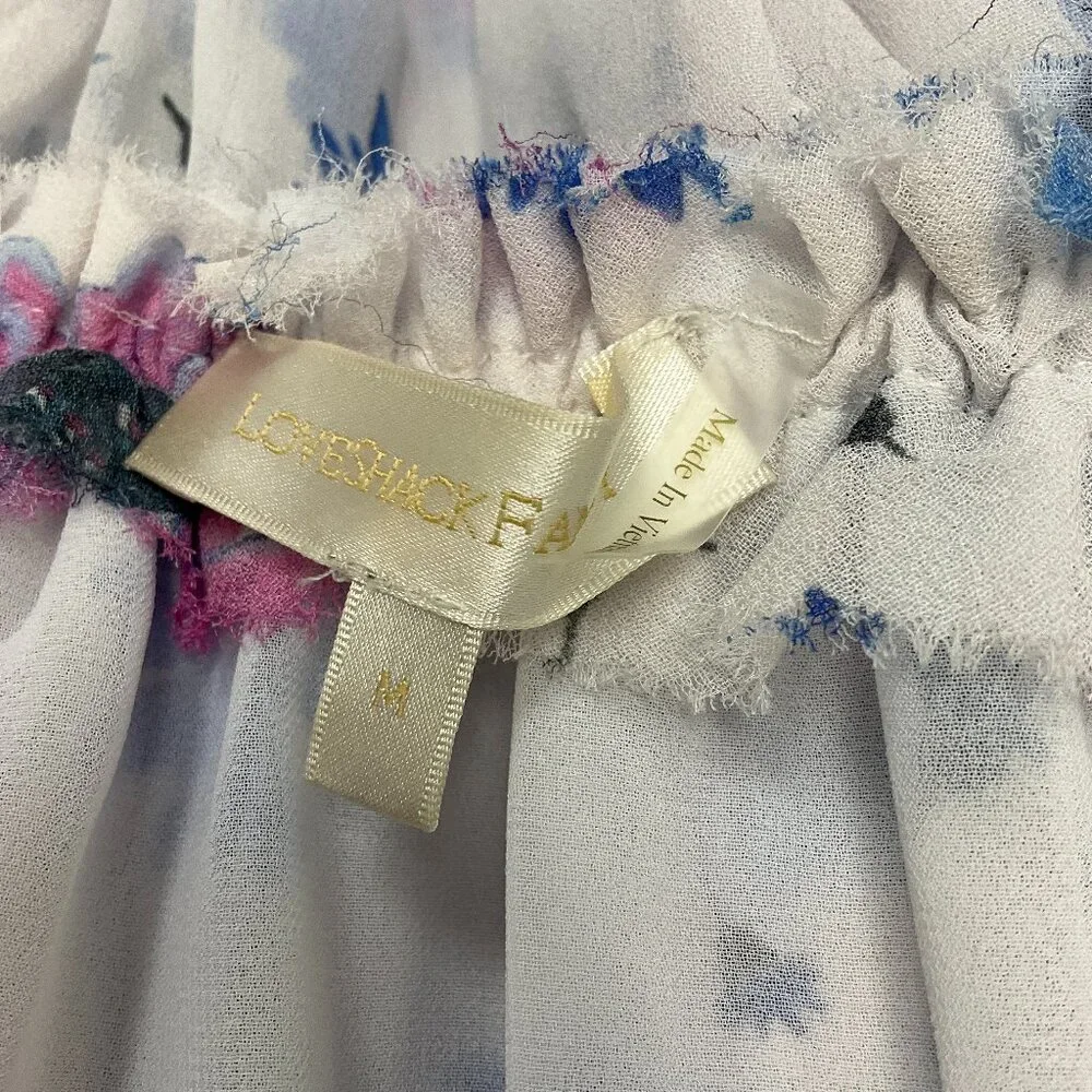 LoveShackFancy White / Blue Multi Floral Chiffon Mini Dress - Picture 4 of 4